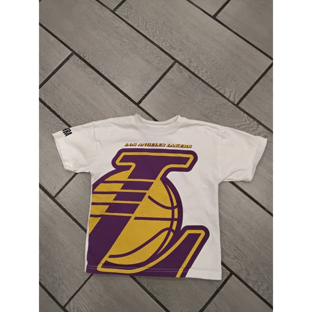 Kids Los Angeles Lakers NBA White Basketball T Shirt Size 4